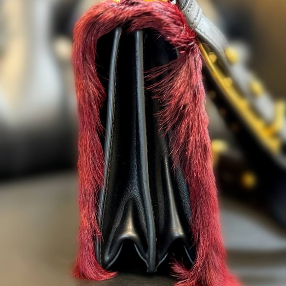 PRADA Cahier hair city pony-style calfskin faux fur crossbody bag granato black - Picture 5 of 12